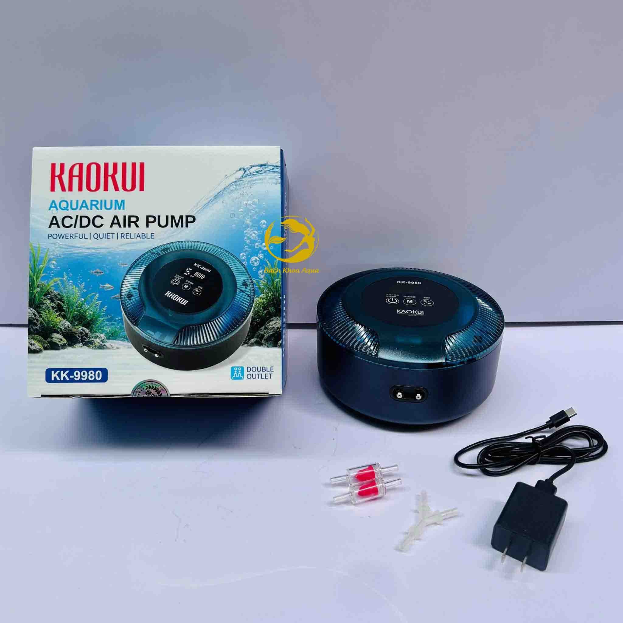 Sủi tích điện Kaokui 9980 - 2 vòi cao cấp êm ái cho bể cá cảnh
